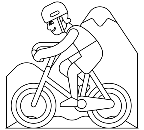 Man Mountain Biking Emoji Coloring Page